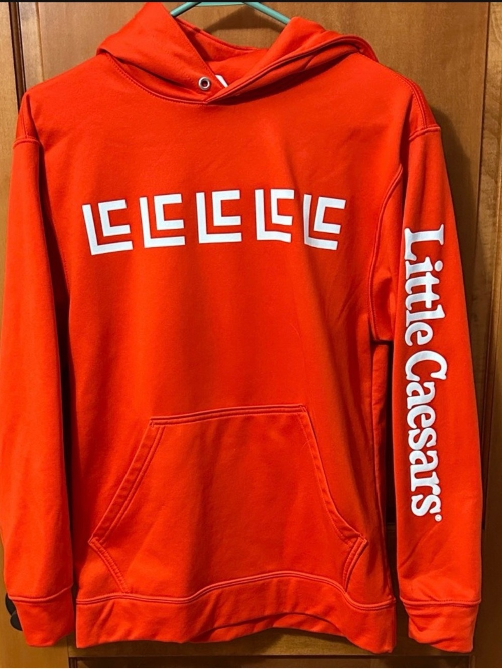 Augusta Little Caesars Pizza Promo Graphic Hoodie Orange Adult Size S